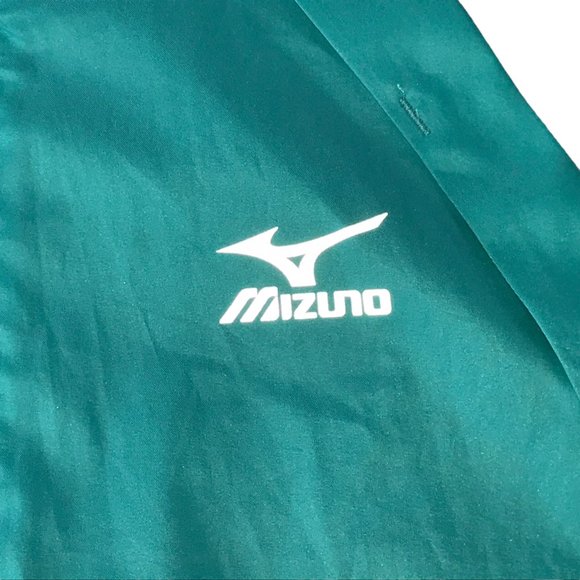 MIZUNO Athletic Windbreaker Warm Up Jacket Teal Green.  Black.  Mock Neck Zip M - Picture 6 of 12